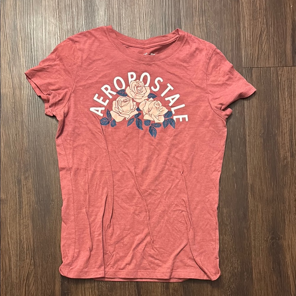 Aeropostale Women's Rose Graphic Tee - Rose Gold